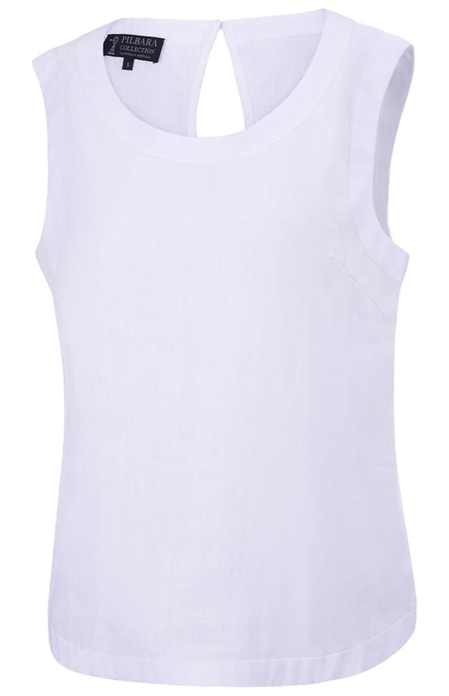 Load image into Gallery viewer, Pilbara Womens Gabriella Linen Top - White
