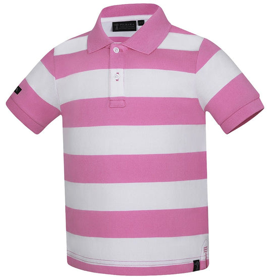 Pilbara Childrens Striped Polo - Crocus/White