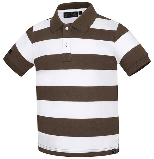 Pilbara Childrens Striped Polo - Olive/White