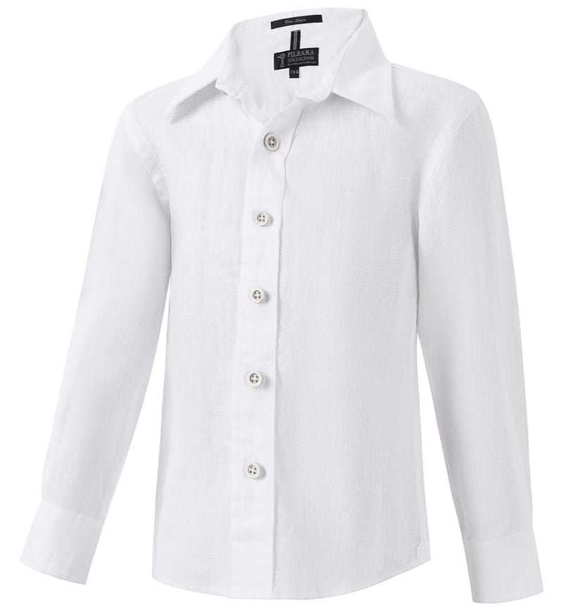 Load image into Gallery viewer, Pilbara Childrens Linen Long Sleeve Shirt - White
