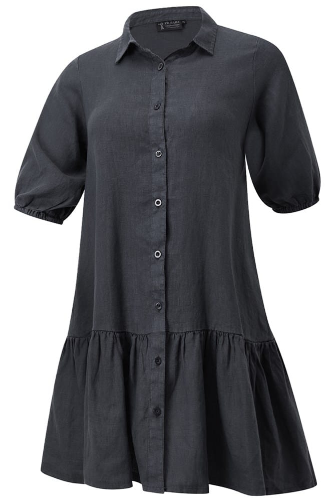 Load image into Gallery viewer, Pilbara Womens Monica Linen 3/4 Sleeve Dress - Charcoal
