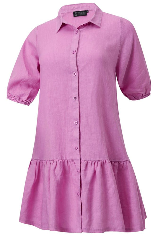 Pilbara Womens Monica Linen 3/4 Sleeve Dress - Crocus
