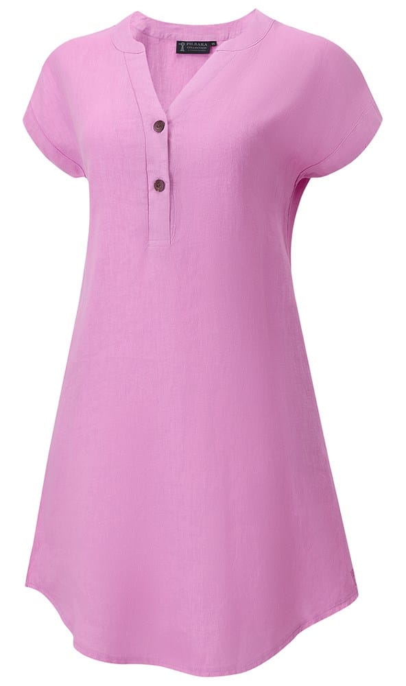 Load image into Gallery viewer, Pilbara Womens Alina Cap Sleeve Linen Dress - Crocus
