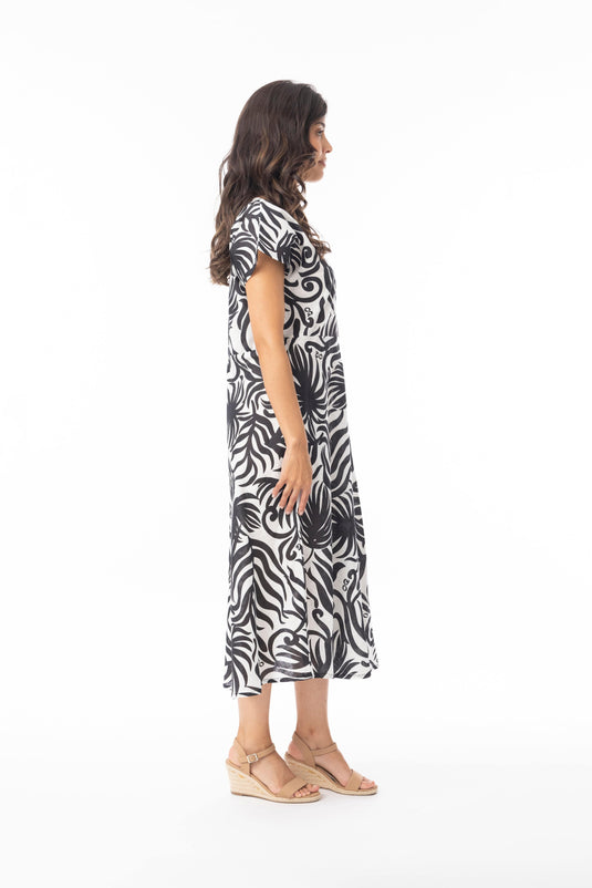 Orientique Womens Suriname Black Dress Bias Cap Sleeve