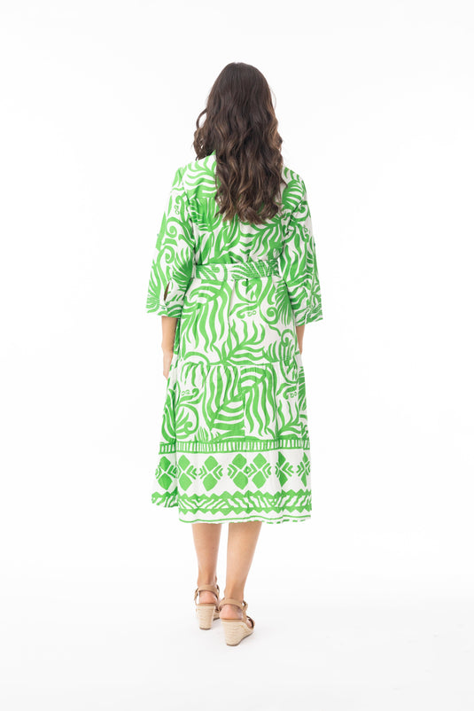 Orientique Womens Suriname Green Dress Shirt 3/4 Sleeve