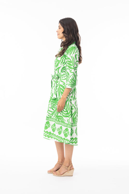 Orientique Womens Suriname Green Dress Shirt 3/4 Sleeve