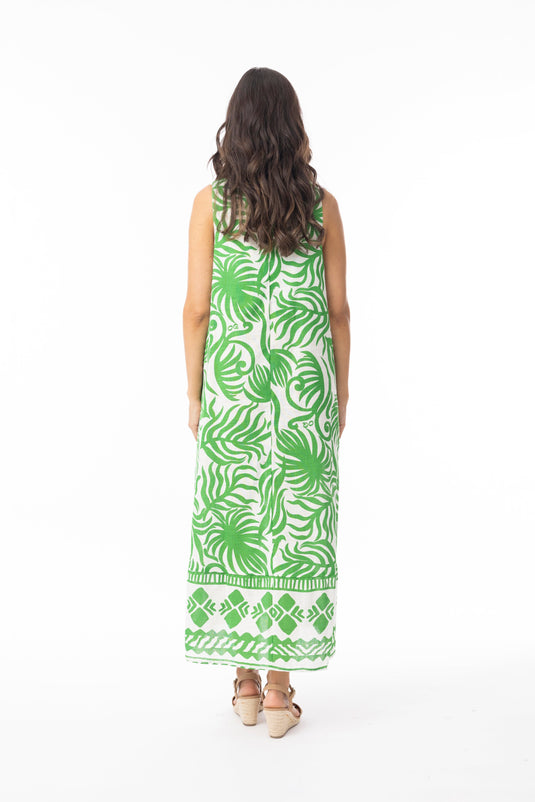 Orientique Womens Suriname Green Dress Maxi Sleeveless
