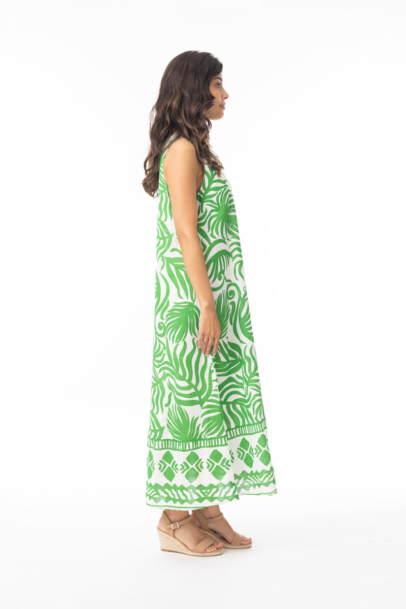 Load image into Gallery viewer, Orientique Womens Suriname Green Dress Maxi Sleeveless
