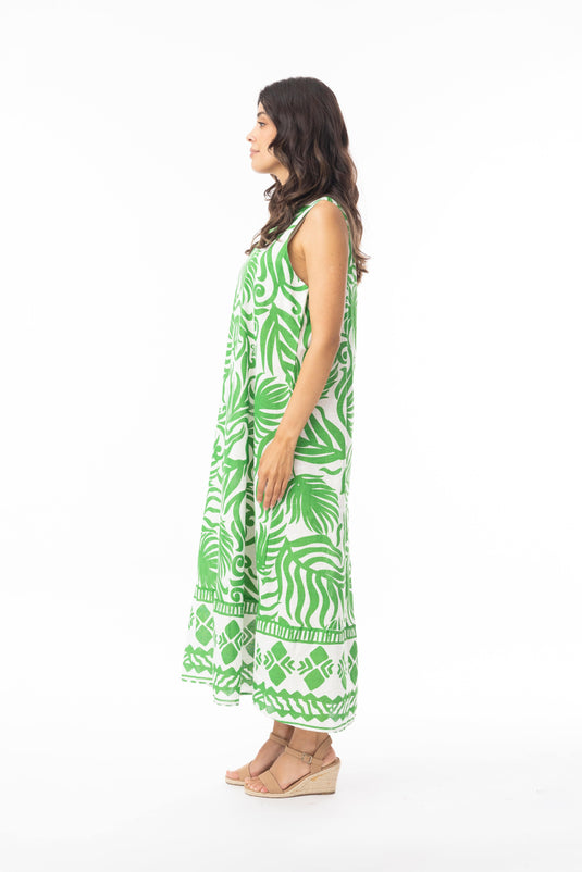Orientique Womens Suriname Green Dress Maxi Sleeveless