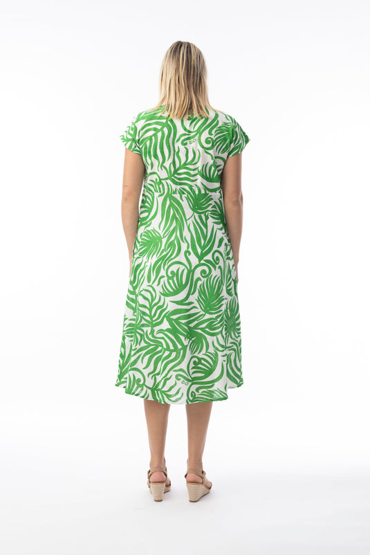 Orientique Womens Suriname Green Dress Bias Cap Sleeve
