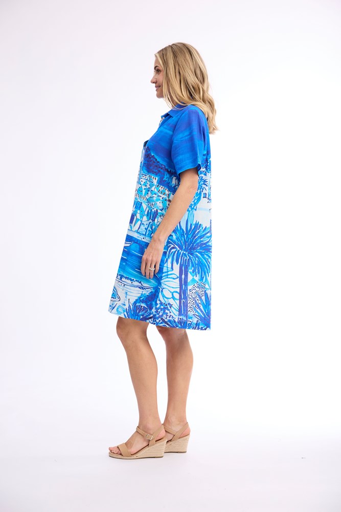 Load image into Gallery viewer, Orientique Womens Greek Island Collar Boxy Dress
