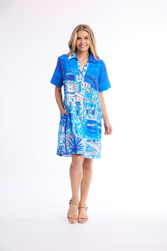 Load image into Gallery viewer, Orientique Womens Greek Island Collar Boxy Dress
