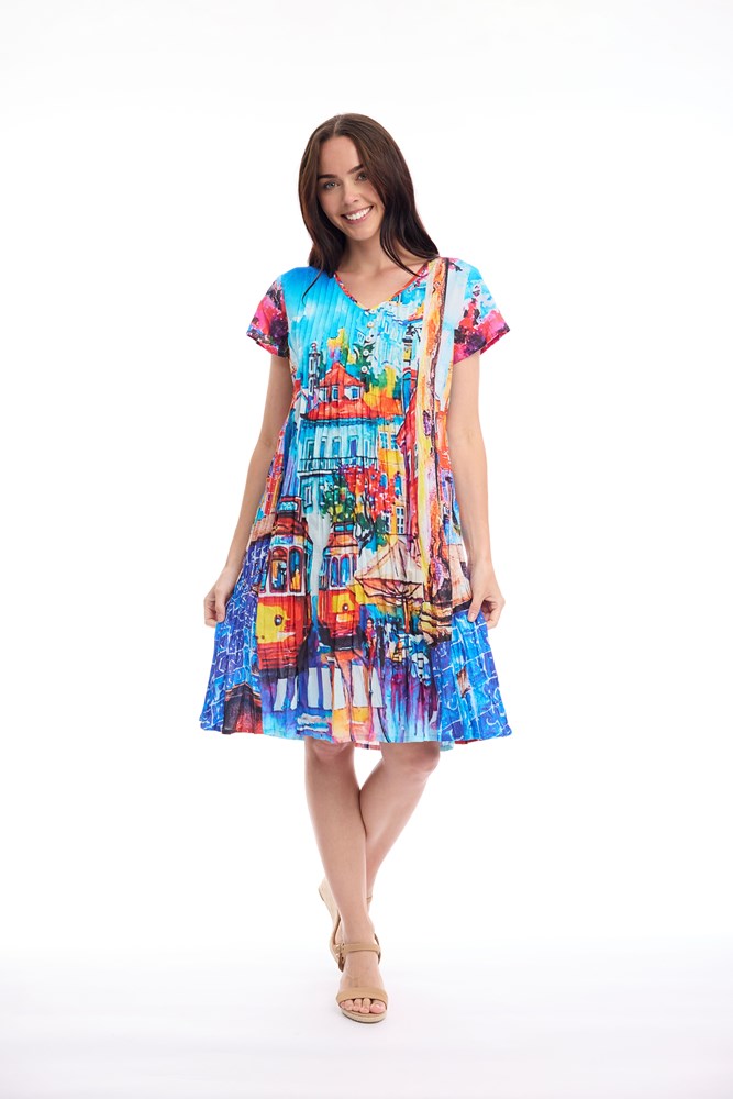 Load image into Gallery viewer, Orientique Womens Lisbon Dress Shift Flair Crew
