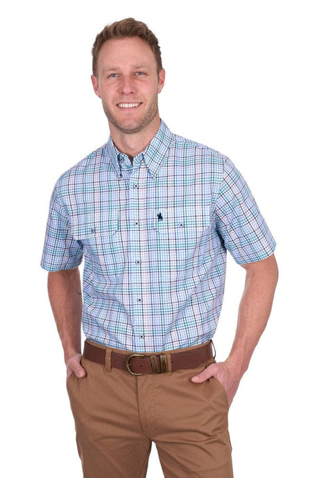 Thomas Cook Mens Matt Check 2-Pocket Short Sleeve Shirt - Navy/Multi