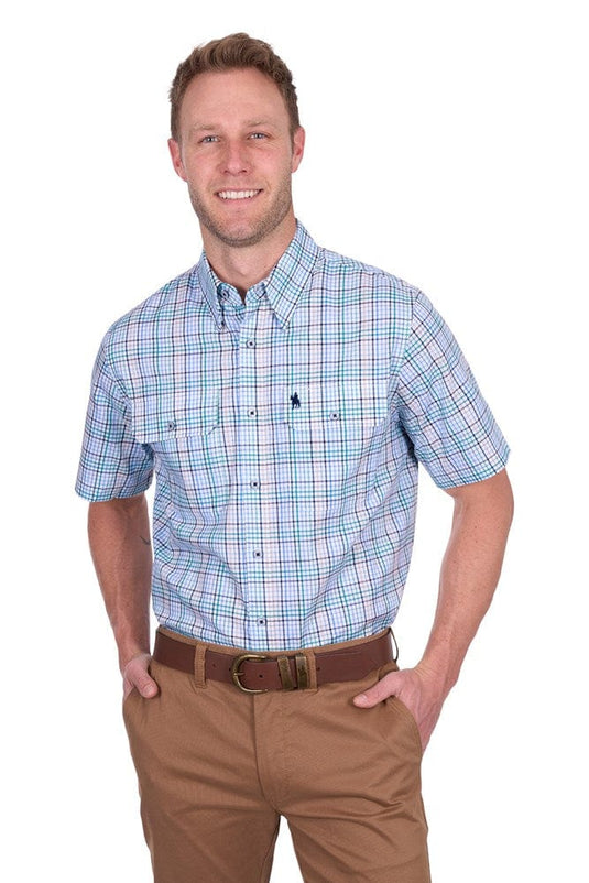 Thomas Cook Mens Matt Check 2-Pocket Short Sleeve Shirt - Navy/Multi