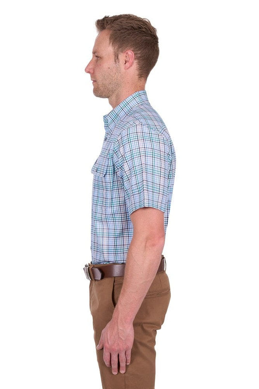 Thomas Cook Mens Matt Check 2-Pocket Short Sleeve Shirt - Navy/Multi