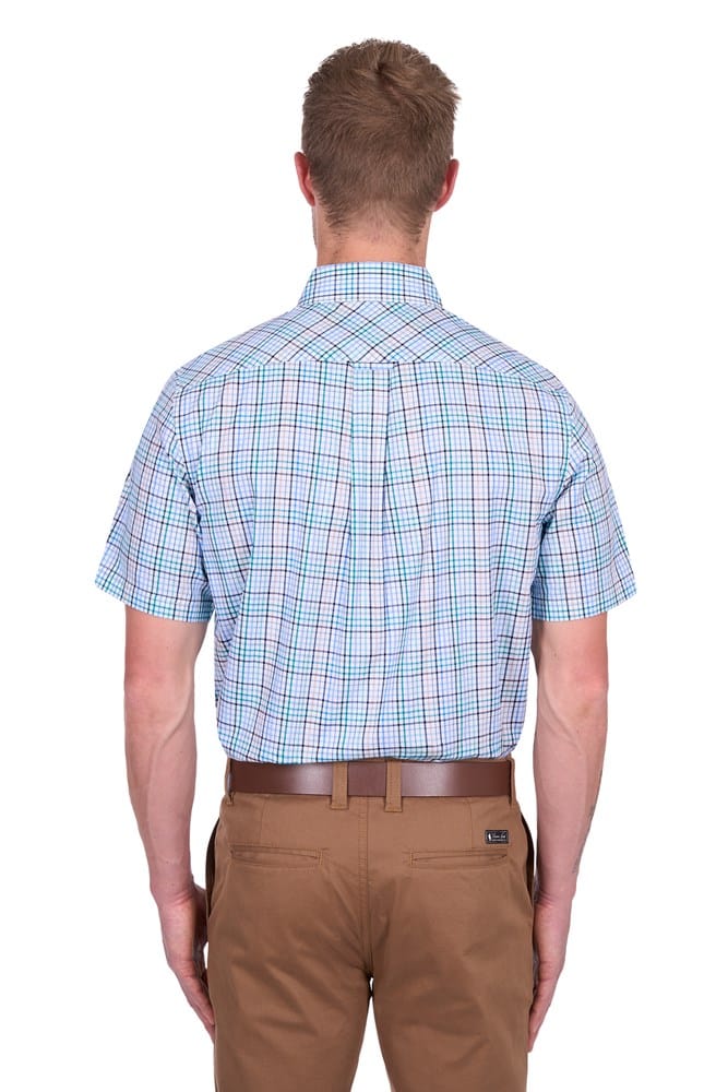 Load image into Gallery viewer, Thomas Cook Mens Matt Check 2-Pocket Short Sleeve Shirt - Navy/Multi
