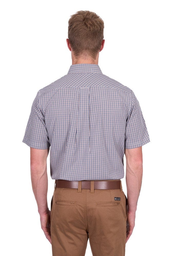 Load image into Gallery viewer, Thomas Cook Mens Will Check 2-Pocket Short Sleeve Shirt - Navy/Tan
