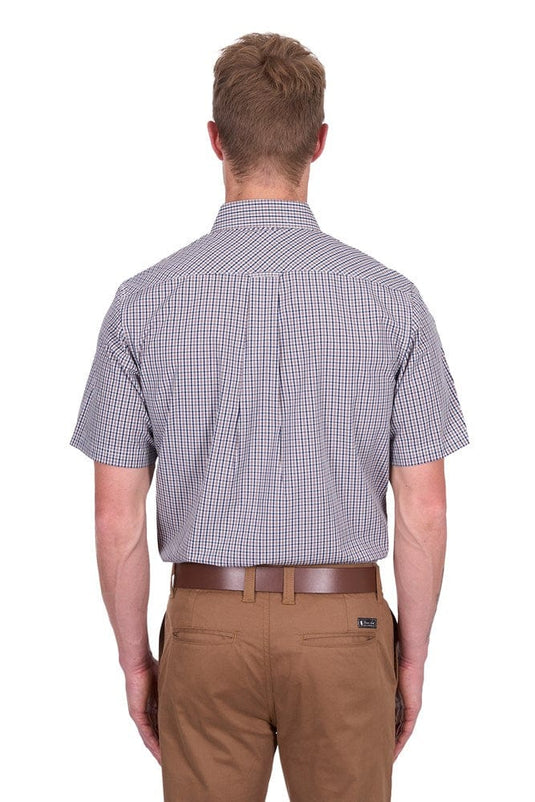 Thomas Cook Mens Will Check 2-Pocket Short Sleeve Shirt - Navy/Tan