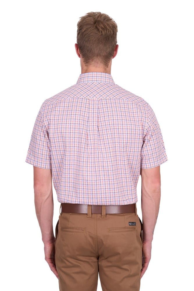 Load image into Gallery viewer, Thomas Cook Mens Robert Check 2-Pocket Short Sleeve Shirt - Red/Tan
