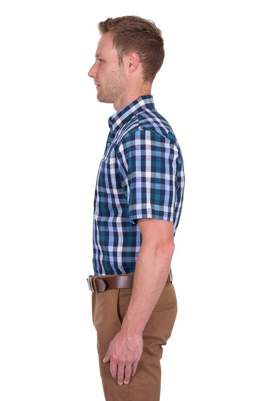 Thomas Cook Mens John Check 1-Pocket Short Sleeve Shirt - Navy/Blue