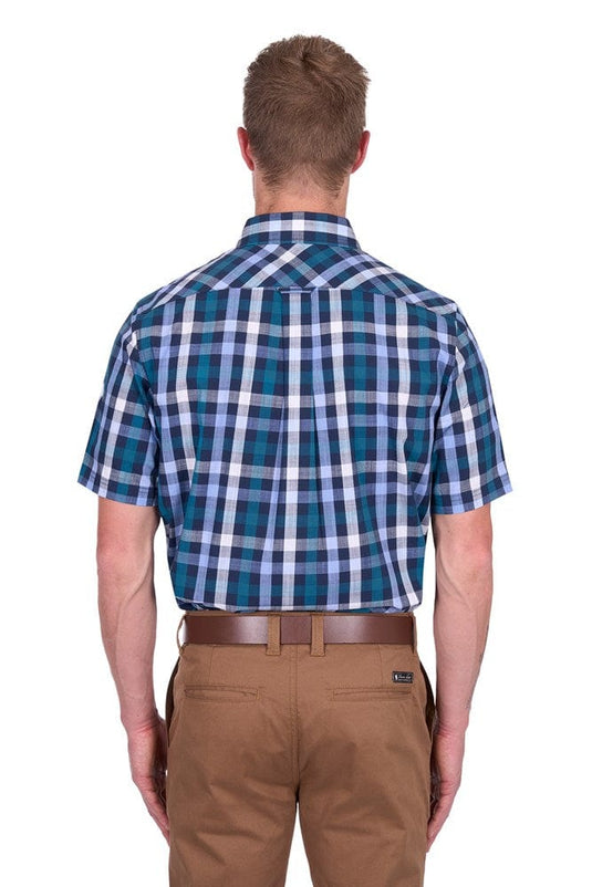Thomas Cook Mens John Check 1-Pocket Short Sleeve Shirt - Navy/Blue