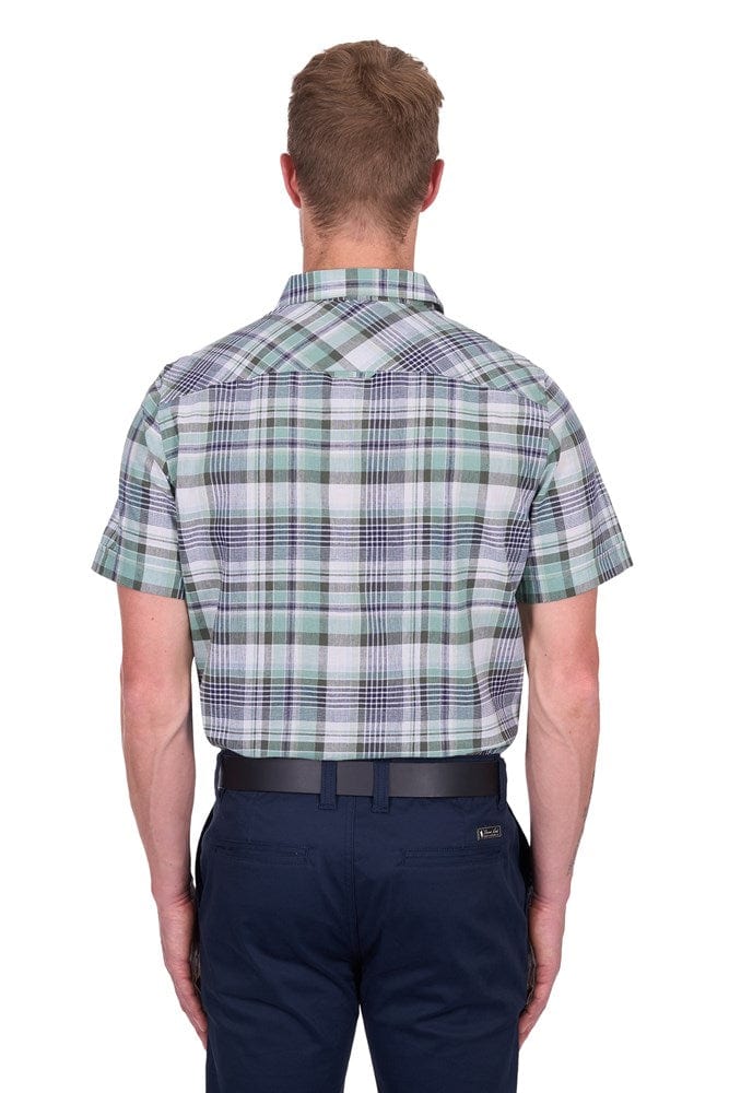 Load image into Gallery viewer, Thomas Cook Mens  Gerry Check Linen Short Sleeve Shirt
