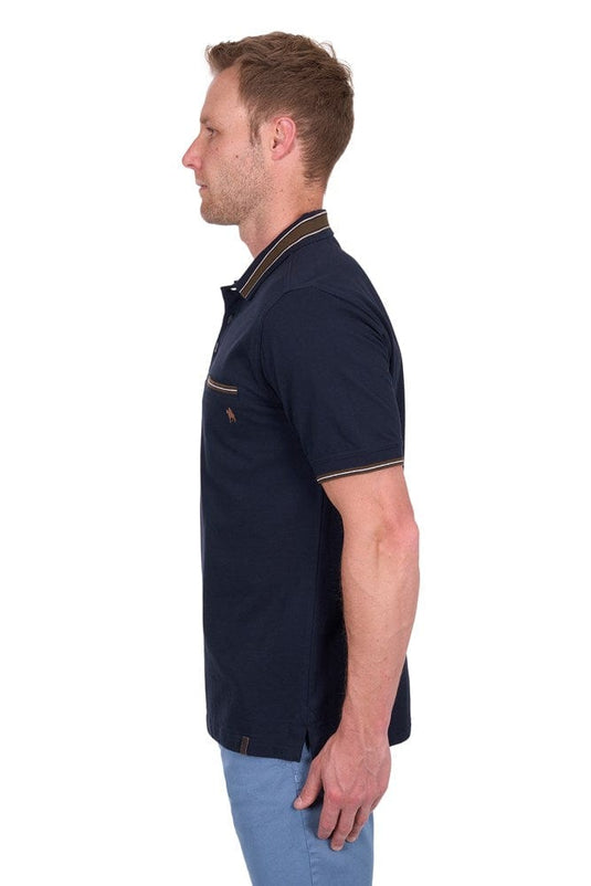 Thomas Cook Mens Ben Tailored 1-Pocket Short Sleeve Polo- Navy