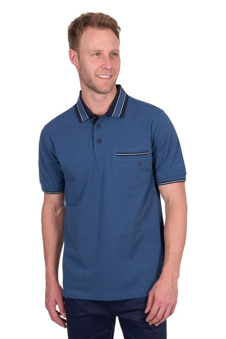 Thomas Cook Mens Ben Tailored 1-Pocket Short Sleeve Polo - Blue Ocean