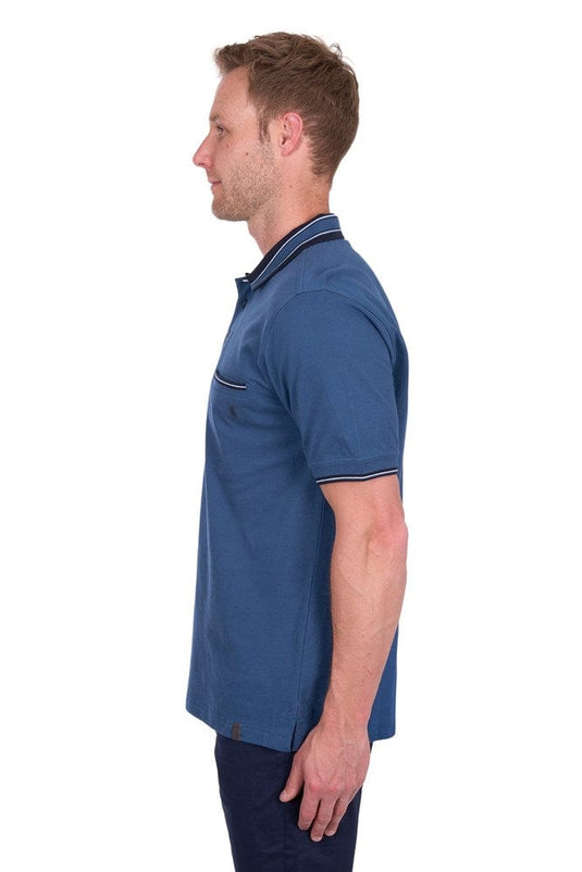 Thomas Cook Mens Ben Tailored 1-Pocket Short Sleeve Polo - Blue Ocean