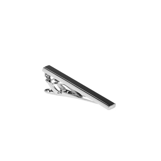 Buckle Mens Polished Nickel Tie Clip - Onyx