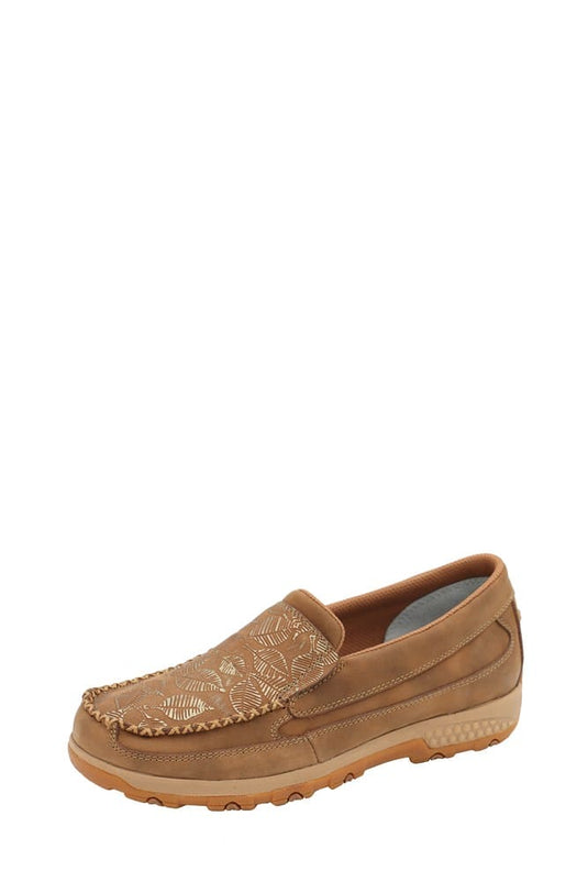 Twisted X Womens Leaf CellStretch Mocs Slip On - Brown/Bronze