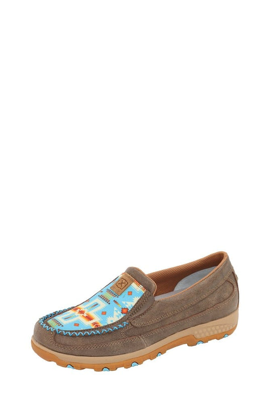 Twisted X Womens Aztec CellStretch Mocs Slip On - Bomber/Horizon Blue