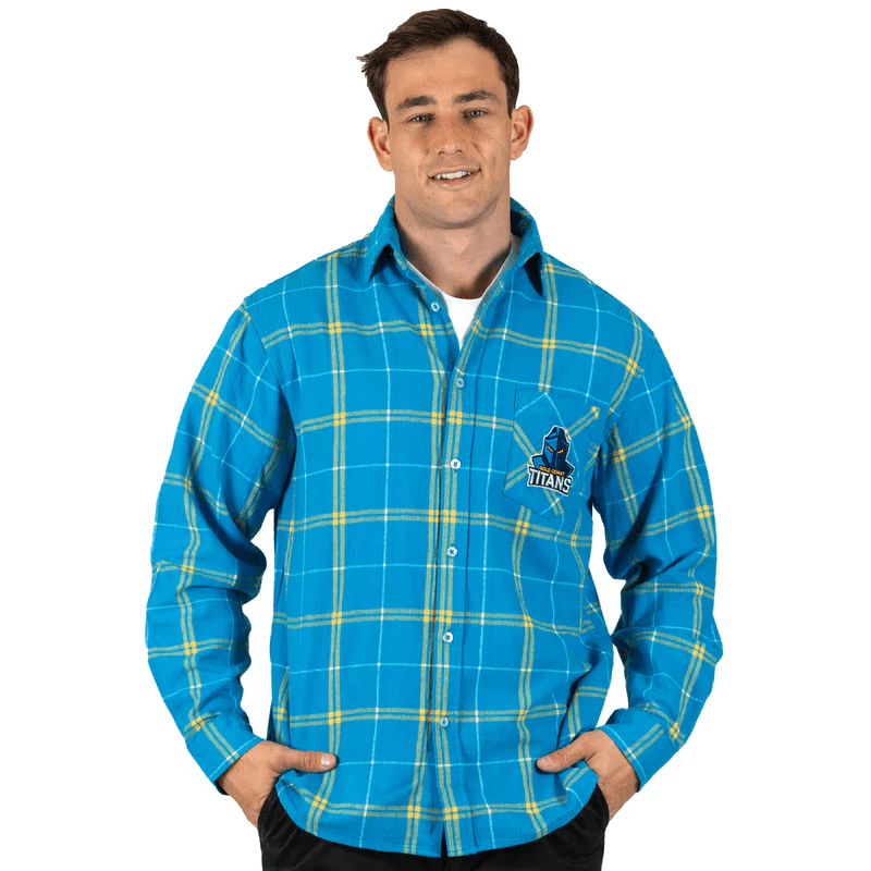 Load image into Gallery viewer, NRL Mens &#39;Mustang&#39; Flannel Shirt - Titans
