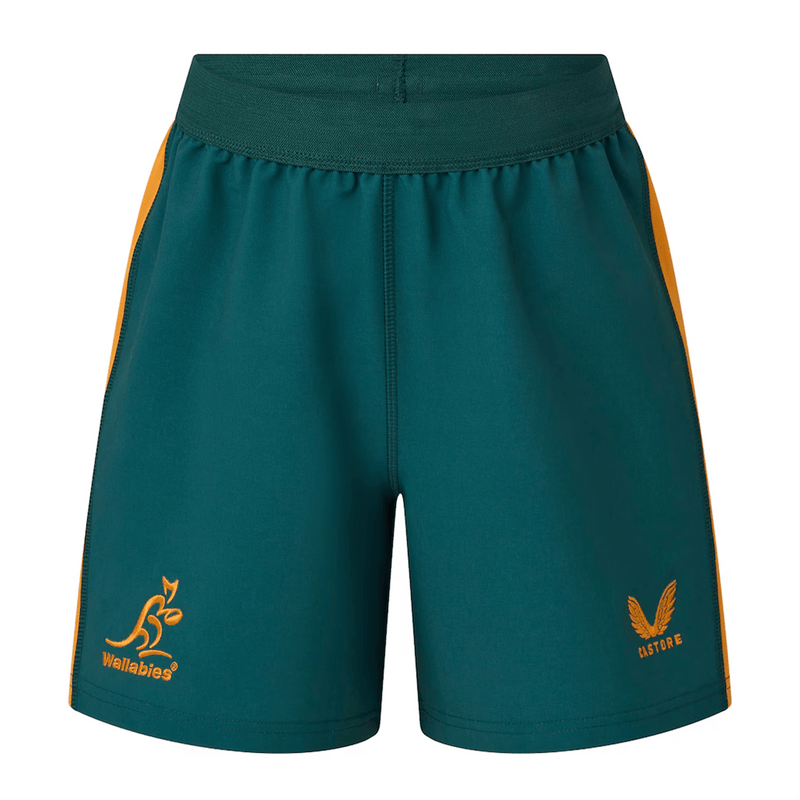 Load image into Gallery viewer, Castore Youth Wallabies Performace Woven Shorts - Rugby Australia Green
