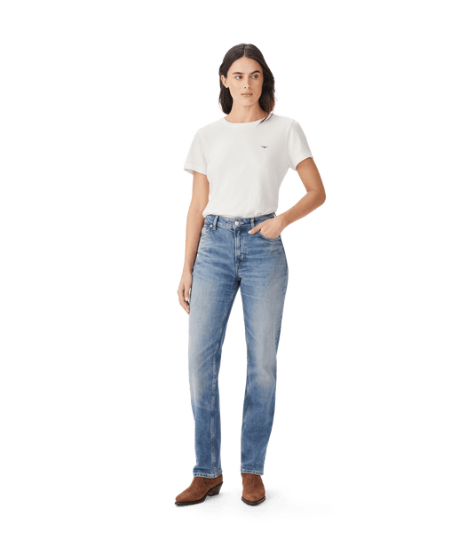 R.M. Williams Womens Maren Slim Straight Jean - Roughout Indigo