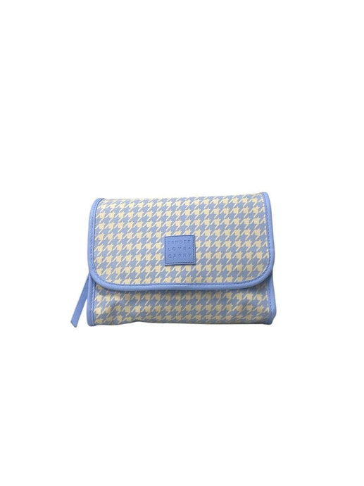Tender Love + Carry Blue Cream Houndstooth Roll Up Toilety Bag