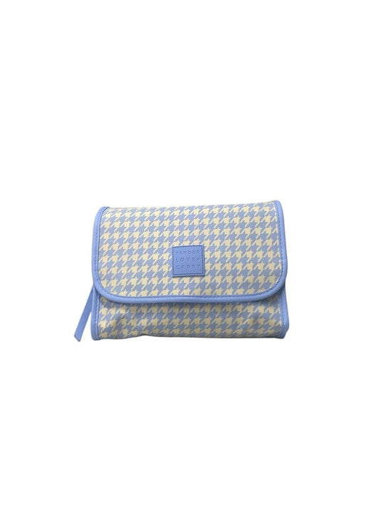 Tender Love + Carry Blue Cream Houndstooth Roll Up Toilety Bag