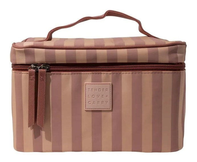 Tender Love + Carry Pink Brown Stripe Travel Vanity