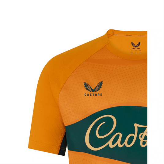 Castore Mens Wallabies Pre Match Short Sleeve Tee - Gold/Green
