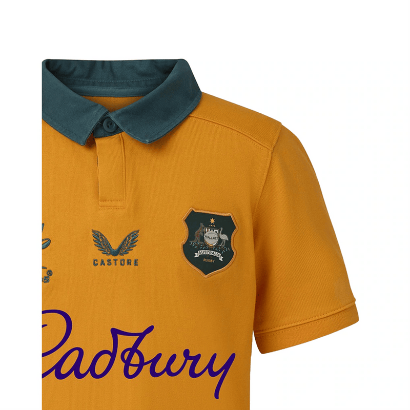 Load image into Gallery viewer, Castore Mens Wallabies Home Classic Short Sleeve Shirt - Gold/Green
