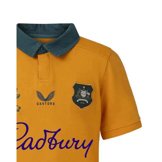 Castore Mens Wallabies Home Classic Short Sleeve Shirt - Gold/Green