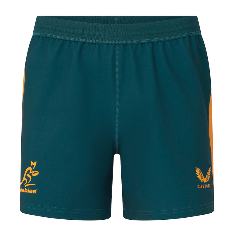 Load image into Gallery viewer, Castore Youth Wallabies Performace Woven Shorts - Rugby Australia Green
