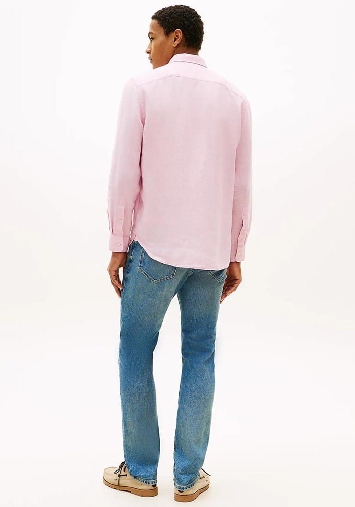 Load image into Gallery viewer, Tommy Hilfiger Mens Pigment Died Linen Shirt - Classic Pink
