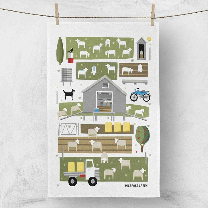 Red Tractor Linen Tea Towel - All Among The Wool