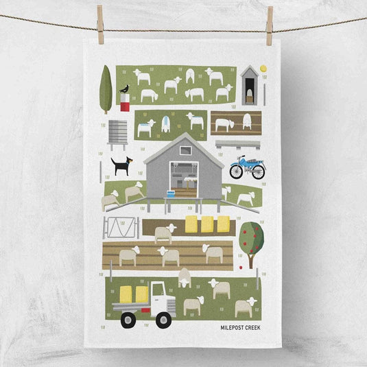 Red Tractor Linen Tea Towel - All Among The Wool