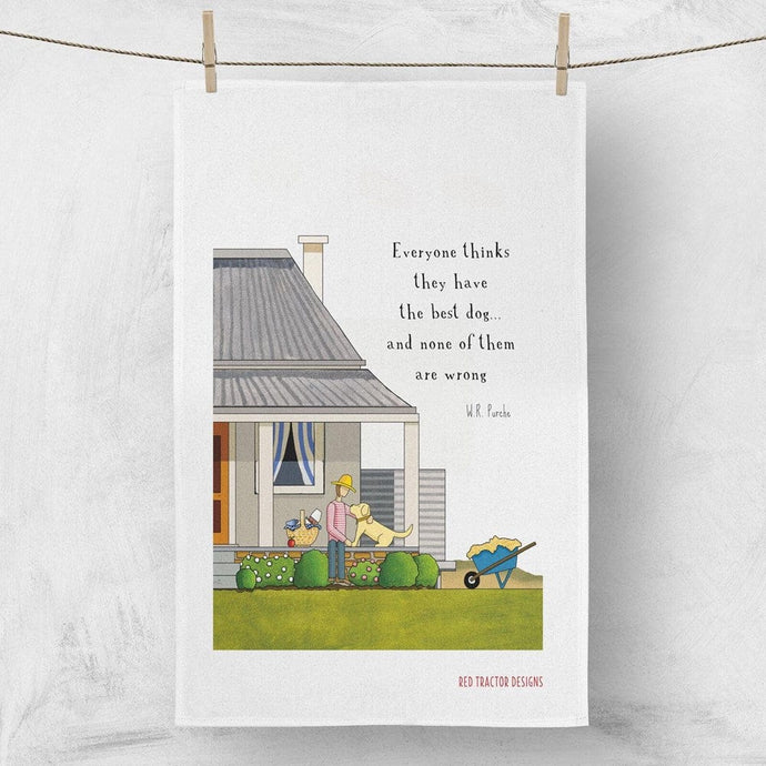 Red Tractor Linen Tea Towel - The Best Dog