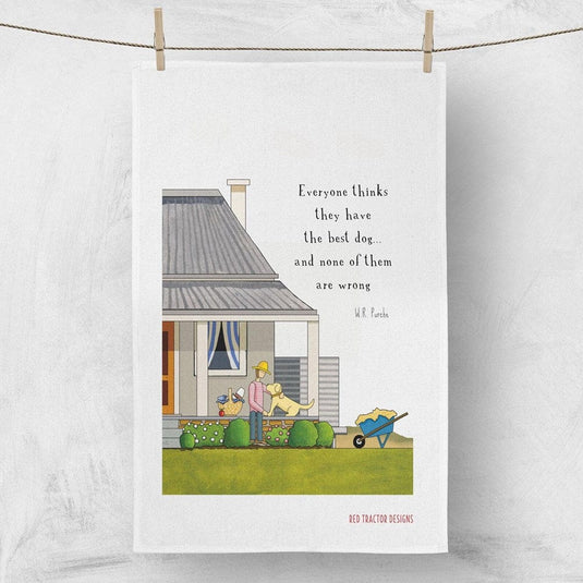 Red Tractor Linen Tea Towel - The Best Dog