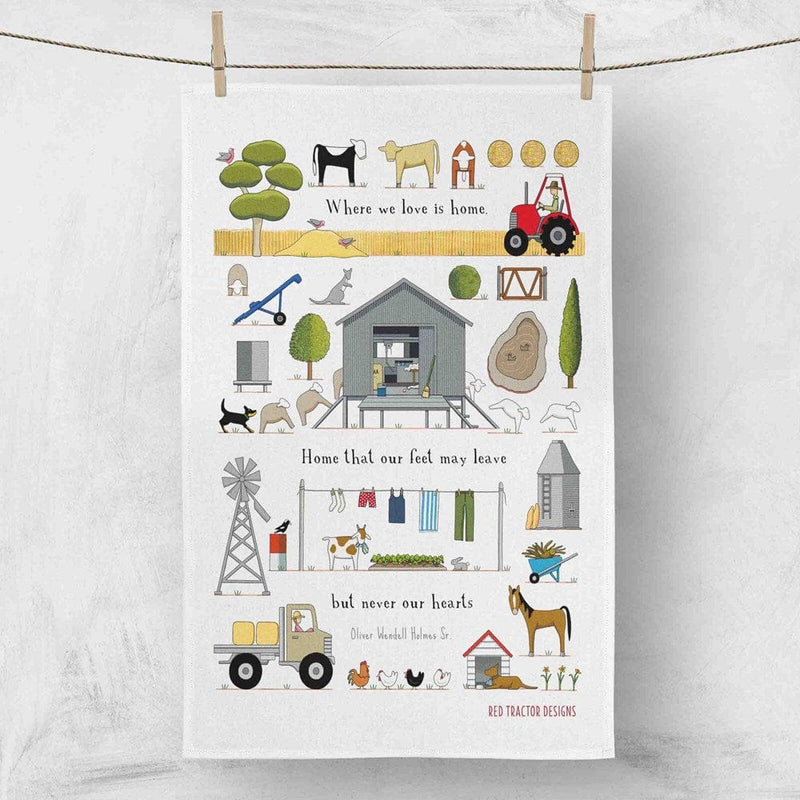 Load image into Gallery viewer, Red Tractor Linen Tea Towel - The Home Gardener

