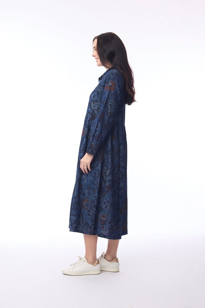Load image into Gallery viewer, Orientique Womens Tabriz Dress Midi Collar
